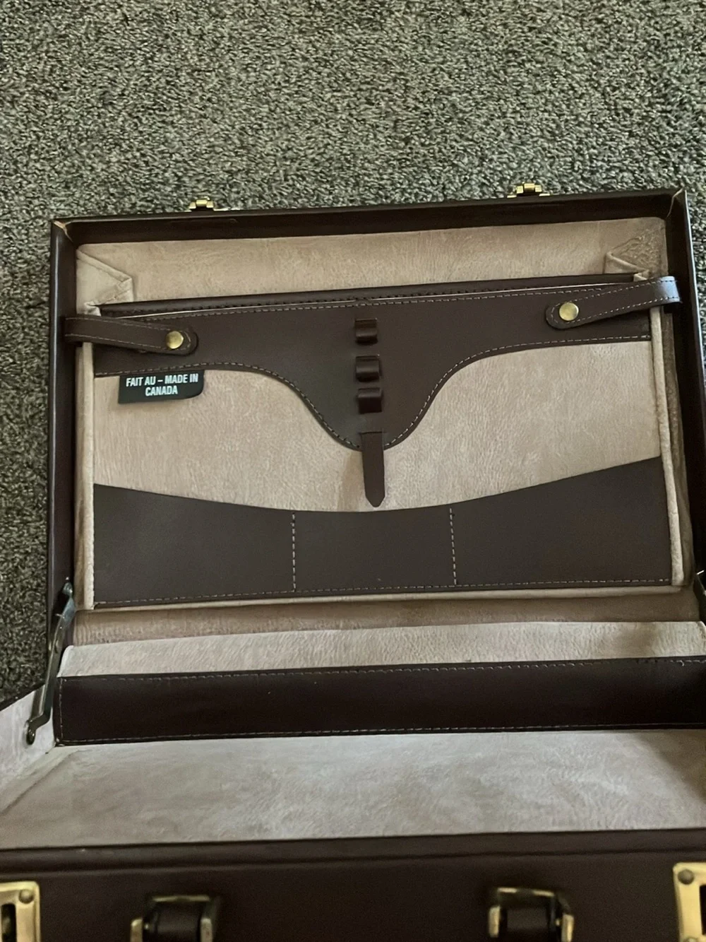 Men's Brown Leather Combination Lock Brief Case- Unbranded
